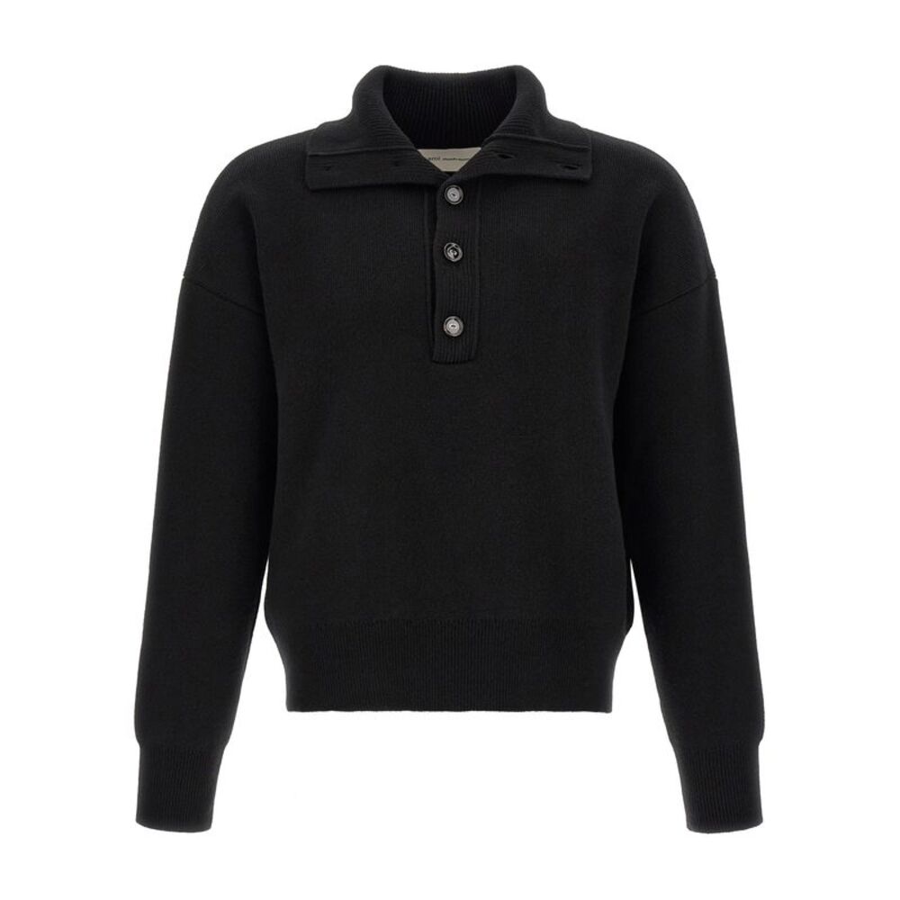 Ami Paris Black Wool Men's Cardigan